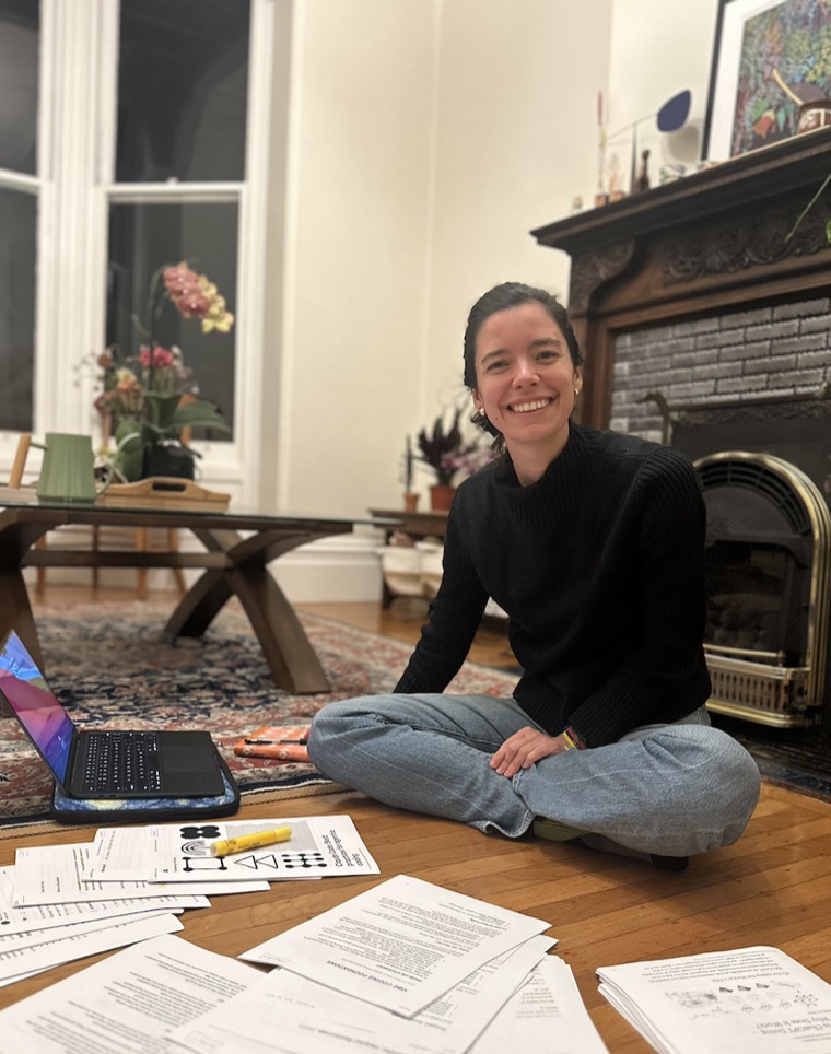 Nicole working at home